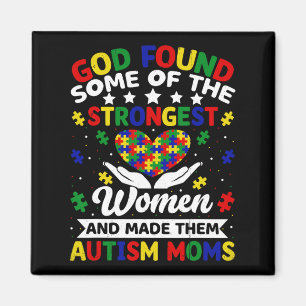 Autism Moms Strongest Women Puzzle Heart Colourful Magnet