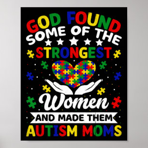 Autism Moms Strongest Women Puzzle Heart Colourful Poster