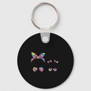 Autism mum and daughter messy bun sunglasses key ring