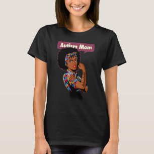 Autism Mum Awareness Afro Mother Black Woman Autis T-Shirt