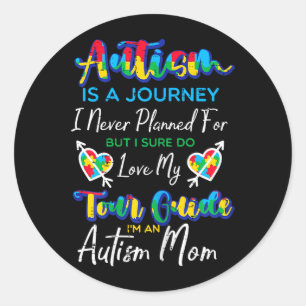 Autism Mum Awareness Mama Mummy Women Classic Round Sticker