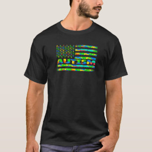 Autism Mum Awareness Puzzle Flag Usa For Men And W T-Shirt