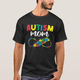 Autism Mum Colourful Feather Infinity Symbol Aware T-Shirt