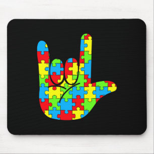 Autism Mum Dad Asl Love Sign Language Autism Aware Mouse Mat