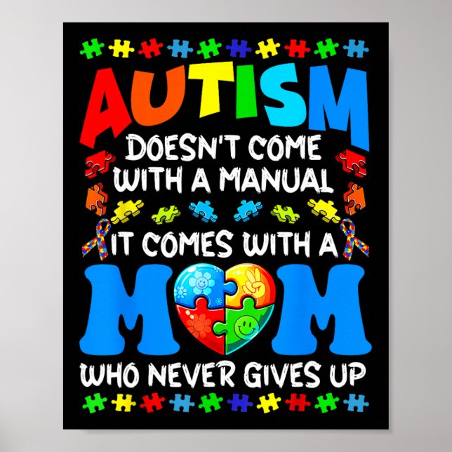 Autism Mum Doesn't Come With A Manual Women Autism Poster (Front)