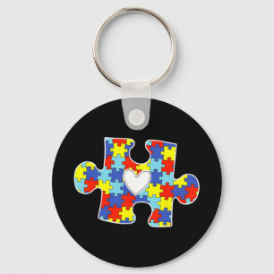 Autism Mum Heart Puzzle Piece Autism Awareness Tea Key Ring