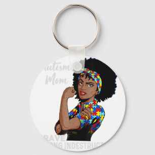 Autism Mum Indestructible Autism Awareness Black W Key Ring
