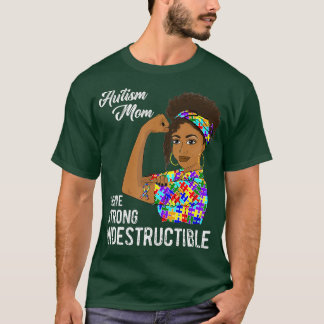 Autism Mum Indestructible Autistic Puzzle Ribbon T-Shirt