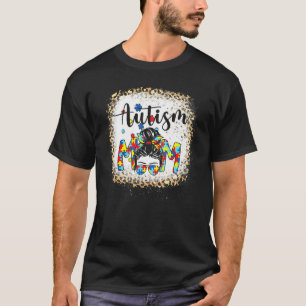 Autism Mum Life Leopard Autism Awareness Month Mam T-Shirt