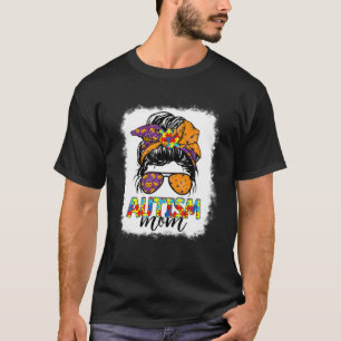 Autism Mum Life Messy Bun Witch Horror Halloween M T-Shirt