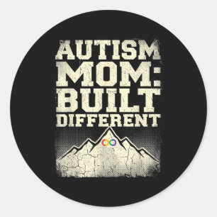 Autism mum love support autism awareness classic round sticker