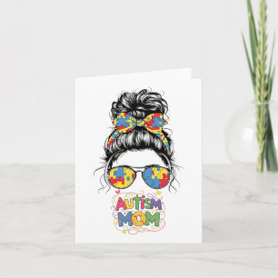 Autism Mum Messy Bun Mothers Day Card