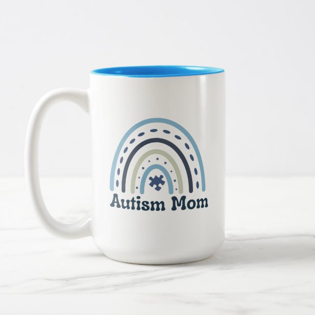 Autism Mum Mug, 15 oz Two-Tone Coffee Mug (Left)