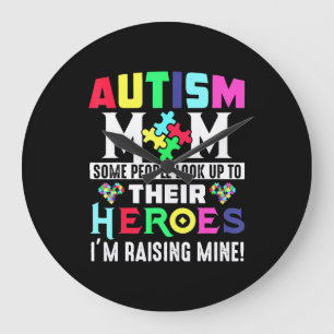 Autism Mum My Son Is Hero Autism Awareness Costume Large Clock