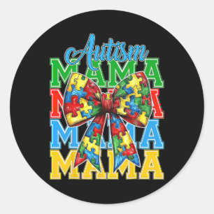 Autism Mum Neuro Diverse Coquette Bow Mama Mother' Classic Round Sticker