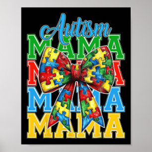 Autism Mum Neuro Diverse Coquette Bow Mama Mother' Poster