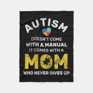 Autism Mum Never Gives Up Autism Awareness Autisti Fleece Blanket