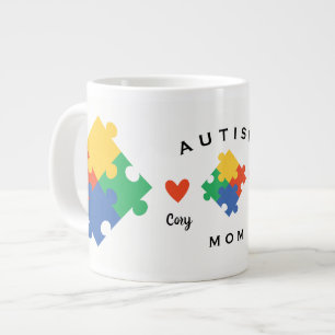 Autism Mum Personalised with Two Childs Name Large Coffee Mug