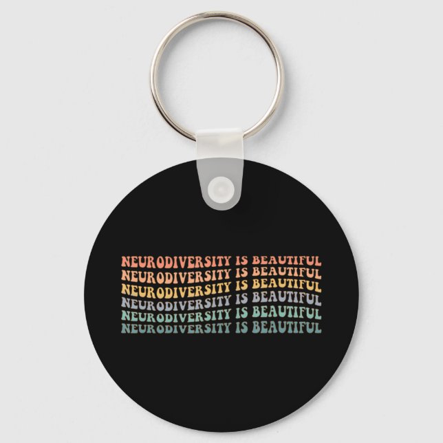 Autism mum Rainbow Neurodiversity is beautifulNeur Key Ring (Front)