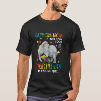Autism Mum Raising Hero Elephant Autism Awareness T-Shirt