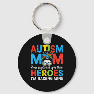 Autism Mum Raising Hero Funny Autism Awareness Mam Key Ring