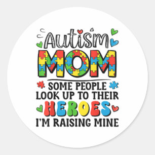 Autism Mum Raising Hero Groovy Autism Awareness Classic Round Sticker