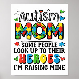 Autism Mum Raising Hero Groovy Autism Awareness Poster