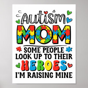 Autism Mum Raising Hero Groovy Autism Awareness Poster