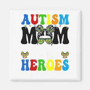 Autism Mum Raising Hero Groovy Messy Bun Autism Aw Magnet