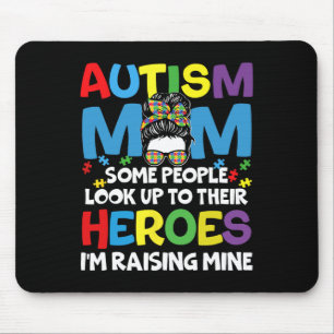 Autism Mum Raising Hero Groovy Messy Bun Autism Aw Mouse Mat