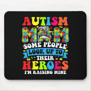 Autism Mum Raising Hero Groovy Messy Bun Autism Aw Mouse Mat