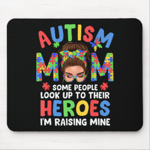 Autism Mum Raising Hero Groovy Messy Bun Autism Aw Mouse Mat