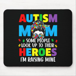 Autism Mum Raising Hero Groovy Messy Bun Autism Aw Mouse Mat