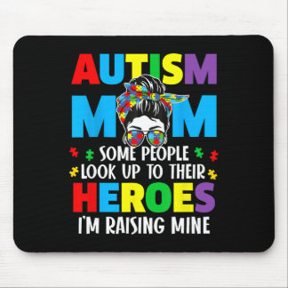 Autism Mum Raising Hero Groovy Messy Bun Autism Aw Mouse Mat