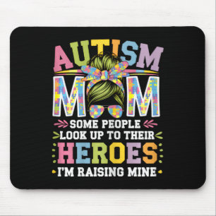 Autism Mum Raising Hero Groovy Messy Bun Autism Aw Mouse Mat