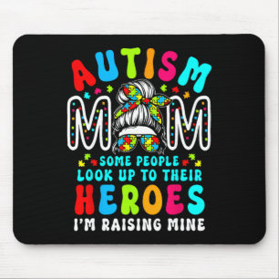 Autism Mum Raising Hero Groovy Messy Bun Autism Aw Mouse Mat