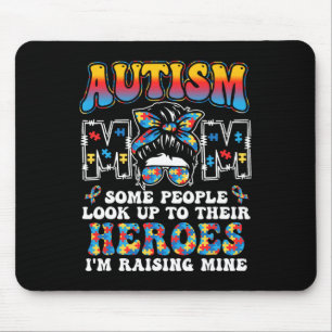 Autism Mum Raising Hero Groovy Messy Bun Autism Aw Mouse Mat
