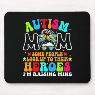 Autism Mum Raising Hero Groovy Messy Bun Autism Aw Mouse Mat