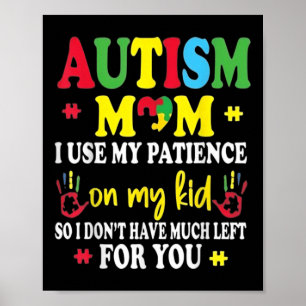 Autism Mum Raising Hero Groovy Messy Bun Autism Aw Poster