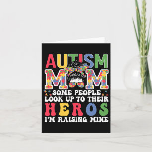 Autism Mum Raising - Hero Groovy Messy Bun Autism Card