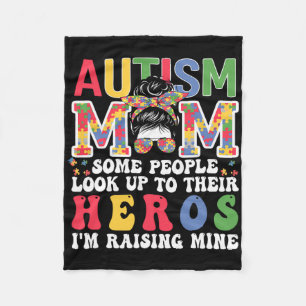 Autism Mum Raising - Hero Groovy Messy Bun Autism Fleece Blanket