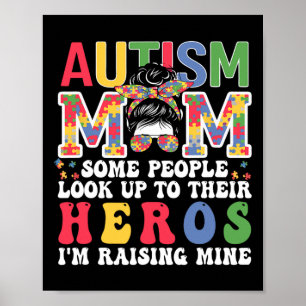 Autism Mum Raising - Hero Groovy Messy Bun Autism Poster