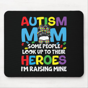 Autism Mum Raising Hero Messy Bun Autism Awareness Mouse Mat