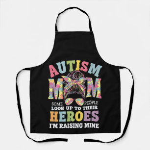 Autism Mum Raising Hero Messy Bun Autistic Apron