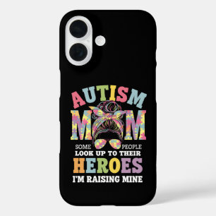 Autism Mum Raising Hero Messy Bun Autistic iPhone 16 Case