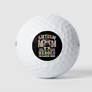 Autism Mum Raising Hero Messy Bun Autistic Golf Balls