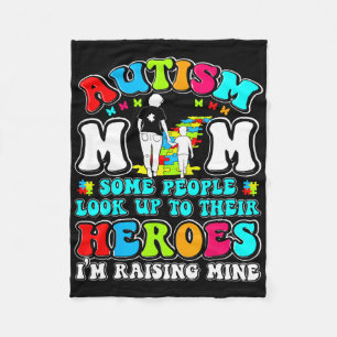 Autism Mum Raising Hero Mother Son Autism Awarenes Fleece Blanket