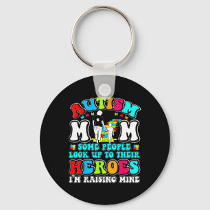 Autism Mum Raising Hero Mother Son Autism Awarenes Key Ring