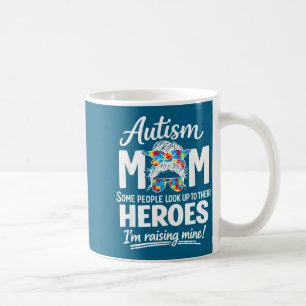 Autism mum raising hero puzzle awareness pride coffee mug