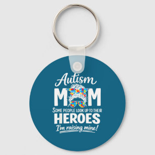 Autism mum raising hero puzzle awareness pride key ring